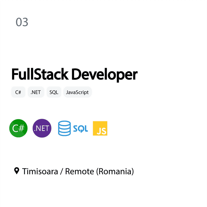 FullStack Developer (C#) in Timisoara / Remote