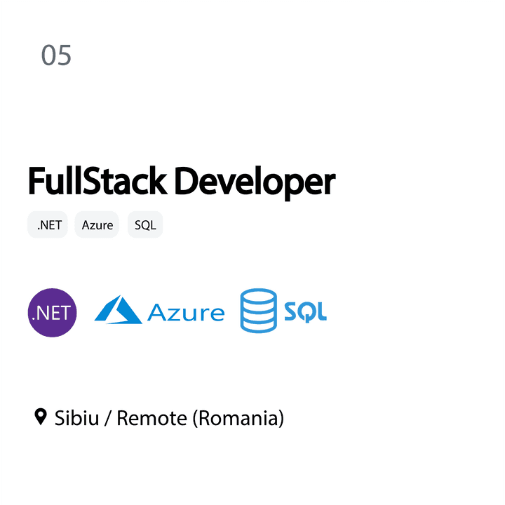 FullStack Developer (.NET) in Sibiu / Remote